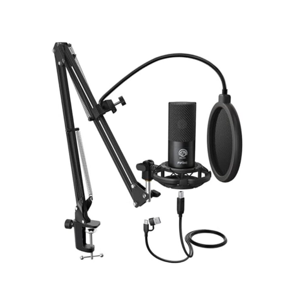 USB Condenser Microphone Kit PC Recording with Boom Arm